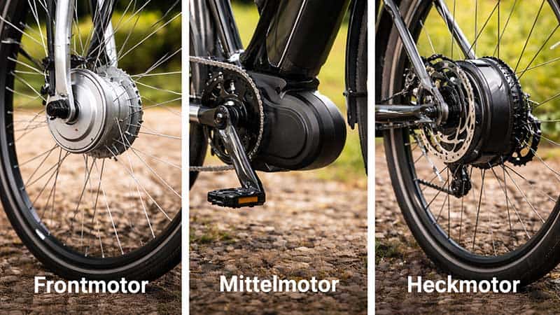 Pedelec Motor Vergleich Frontmotor Mittelmotor Heckmotor